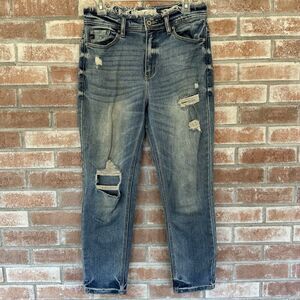 KanCan Distressed Frayed Waist Straight Jeans Size 7 / 27